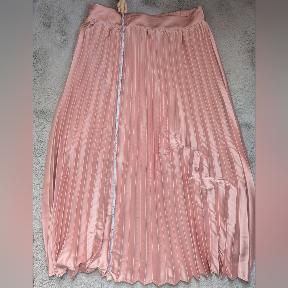 Altar’d State Pink Pleated Skirt – Size L | Satin Look, Romantic Coquette - Picture 2 of 8